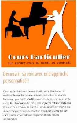 Cours de chant privé 1h/45€